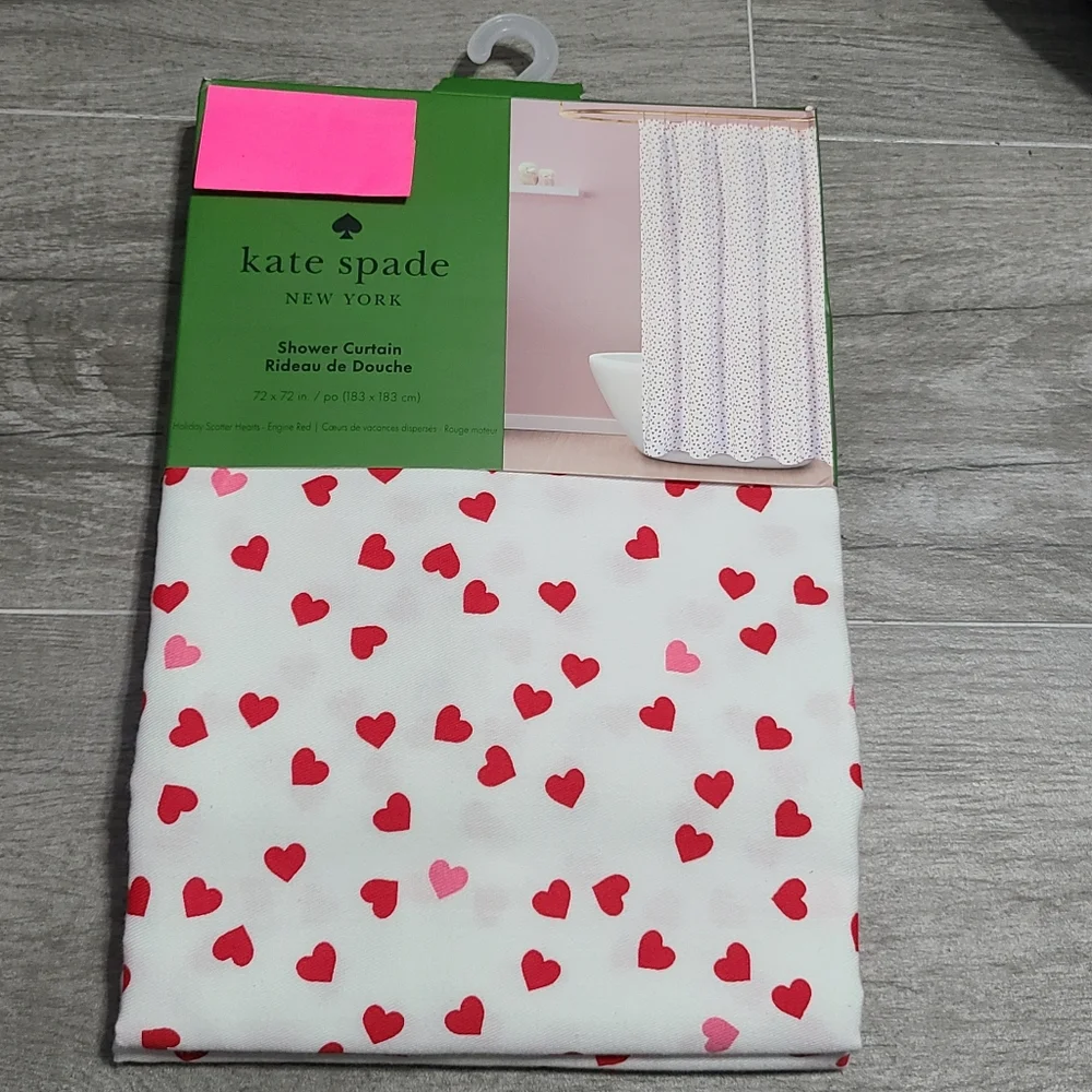 kate spade Heart Shower Curtain Red Pink NWT 72